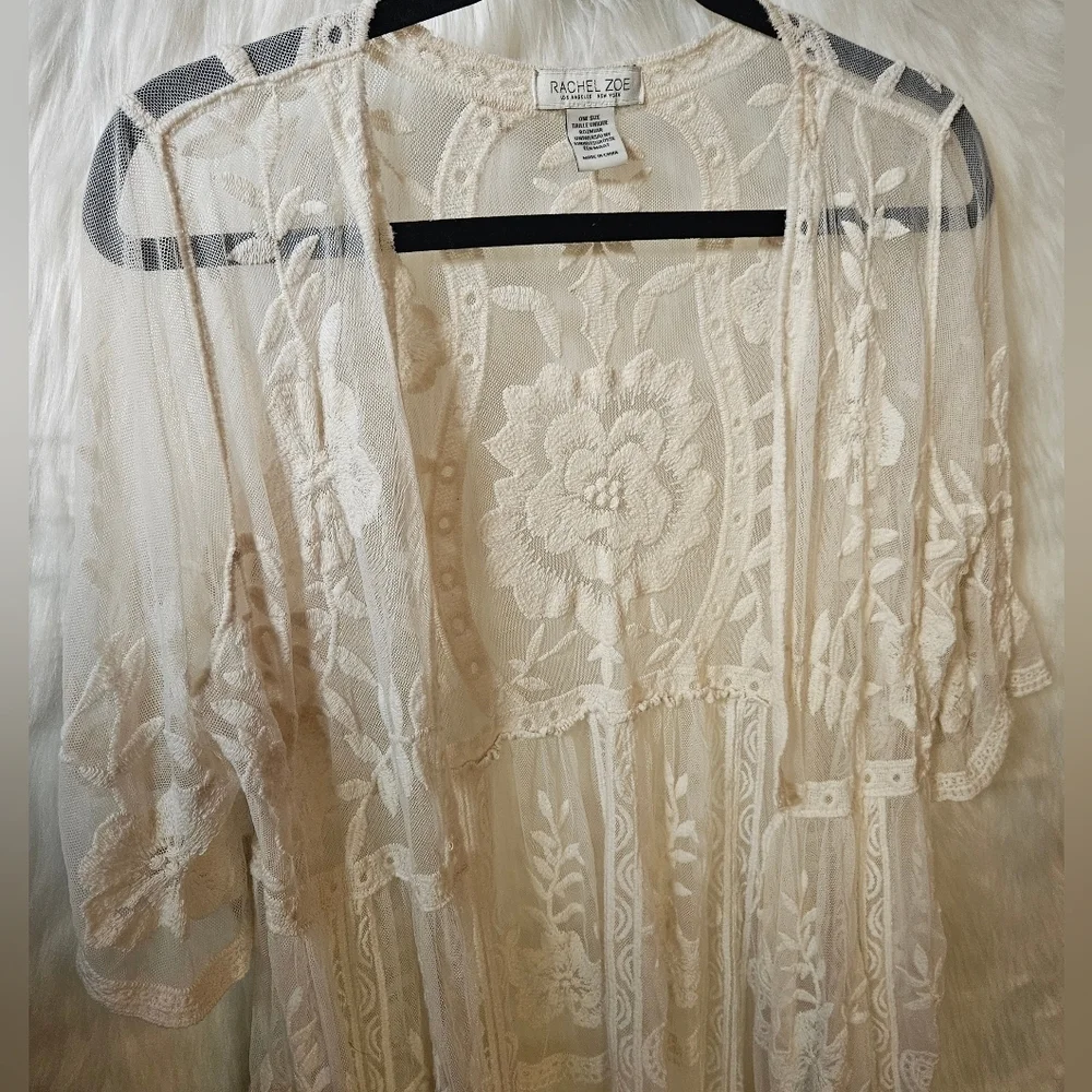 Rachel Zoe *Rare* 2000's Cream Lace Overlay - Picture 2 of 9